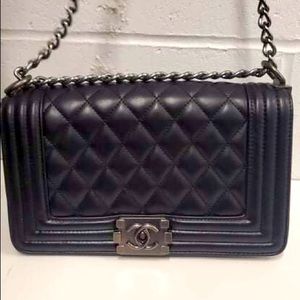 Chanel Black Quilted Caviar New Medium Boy Bag